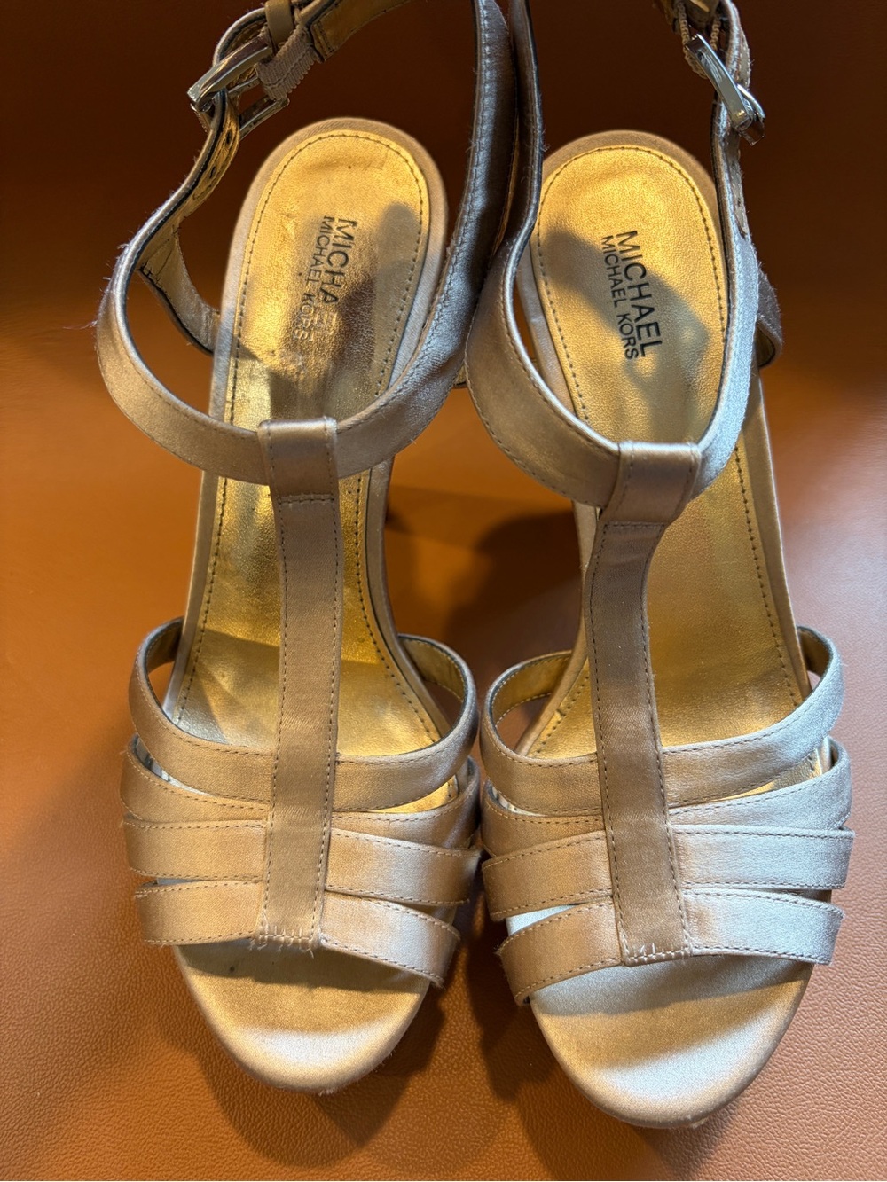 MICHAEL Michael Kors Women's Nude/Tan T-Strap Heels